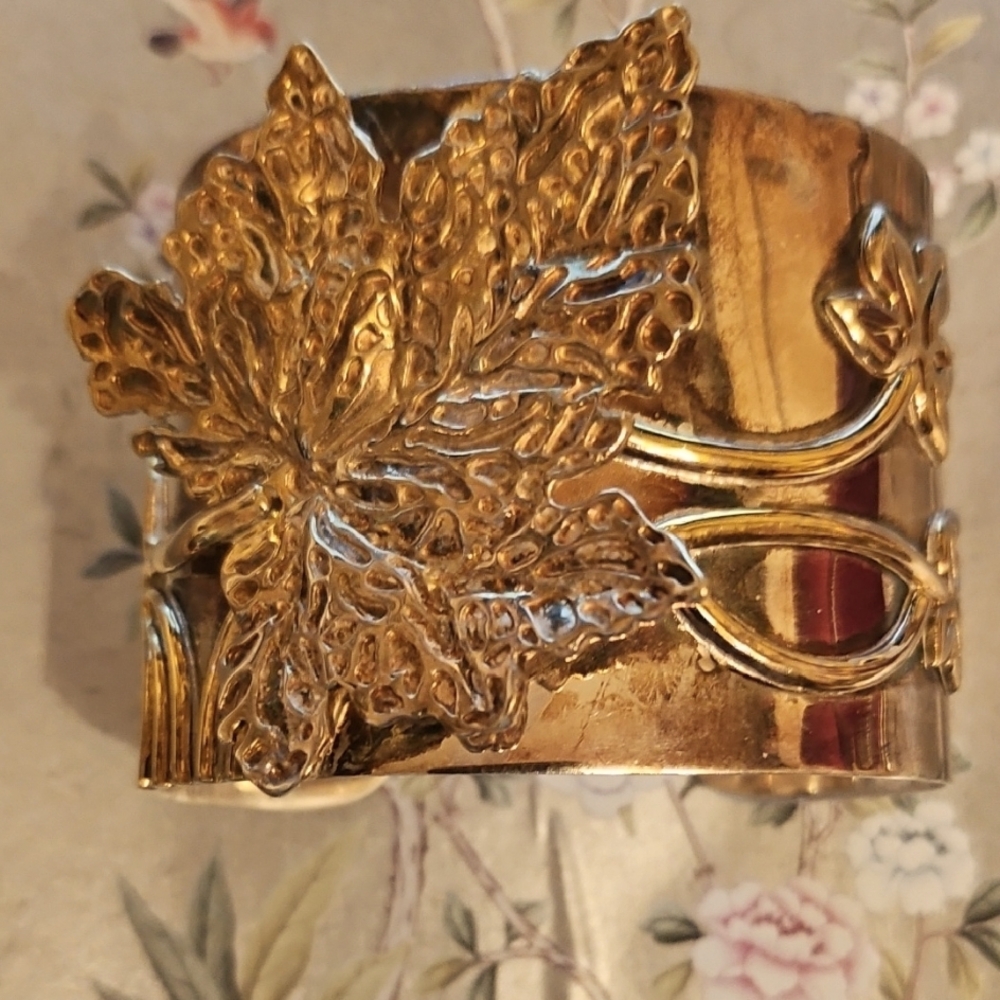 Silver & Gold  Leaf Cuff Bracelet